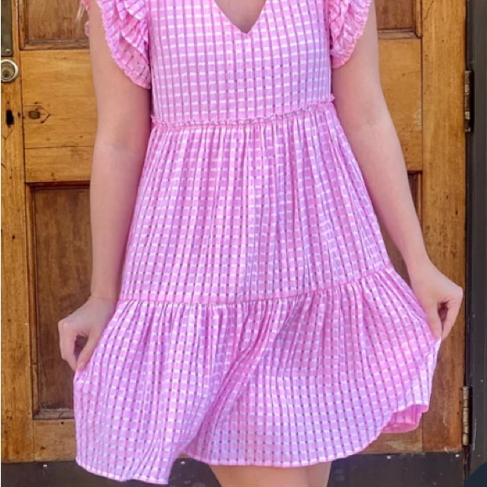 THML Pink Gingham Dress Small New - Picture 3 of 3